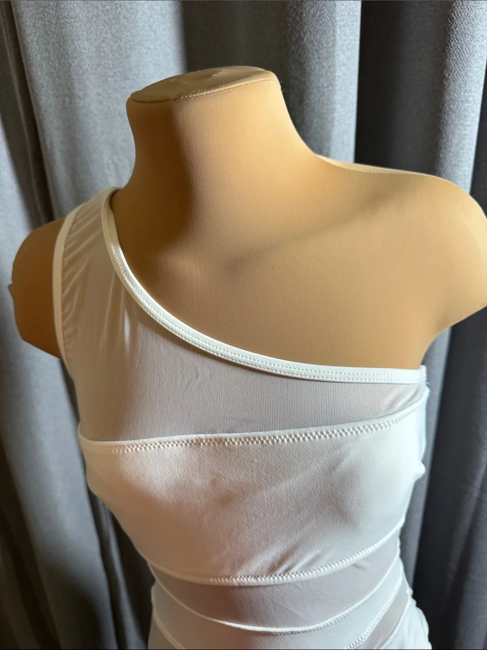 Adore Me White One-Shoulder Mesh Band Bathingsuit